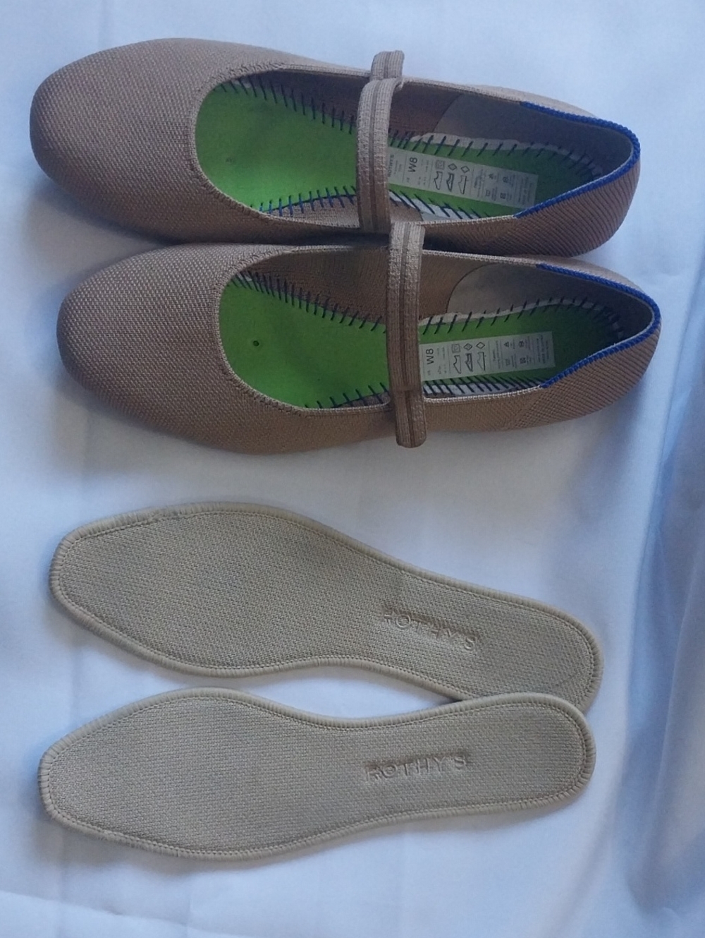 Rothy's Taupe Mary Jane Flats.